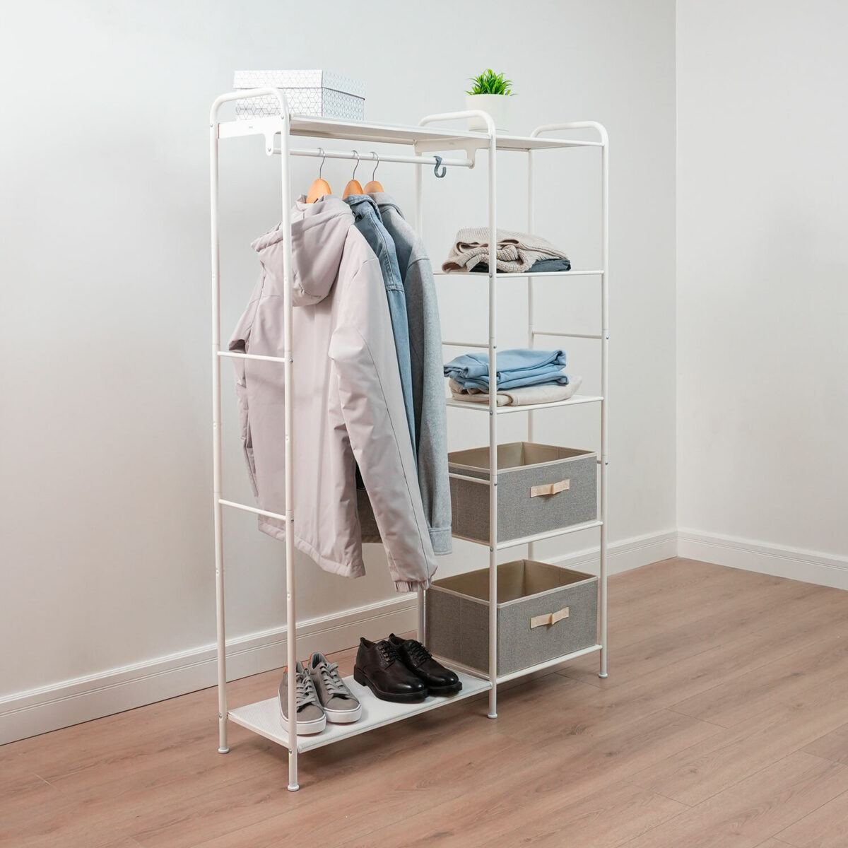 Вешалка-стеллаж "Валенсия-1", 1555х1090х300 мм, 7 полок, металл, белая, ГСВ1 Б — изображение 3