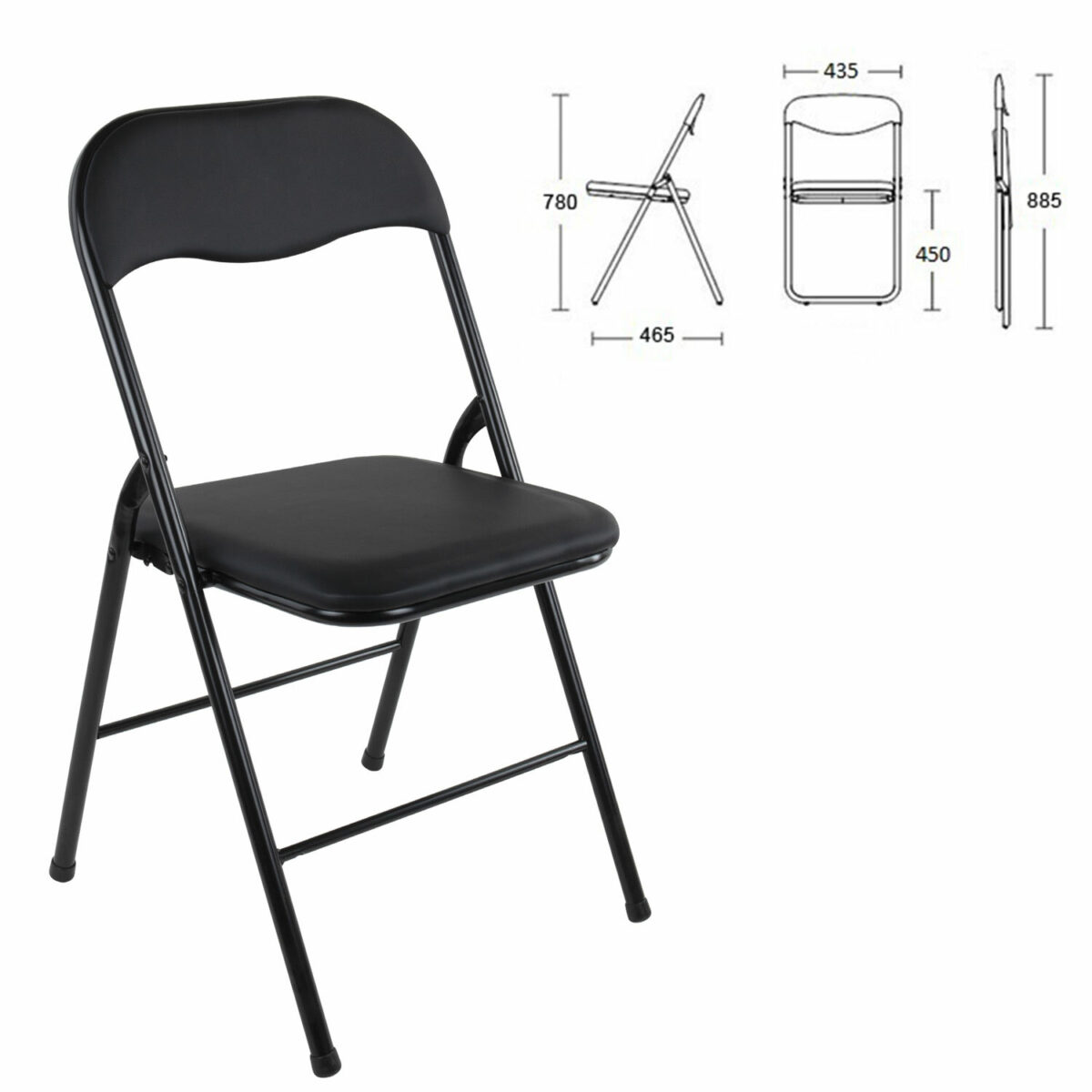 Стул складной BRABIX "Golf CF-007", черный каркас, кожзам черный, 531565 — изображение 3