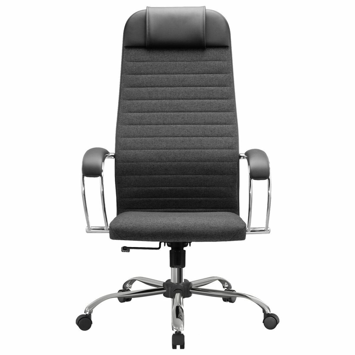 Кресло офисное МЕТТА "К-27" хром, ткань, сиденье и спинка мягкие, серое — изображение 5