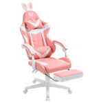 Кресло компьютерное DEFENDER "Irifi", 2 подушки, подставка для ног, экокожа, розовое/белое, 64042 — изображение 4