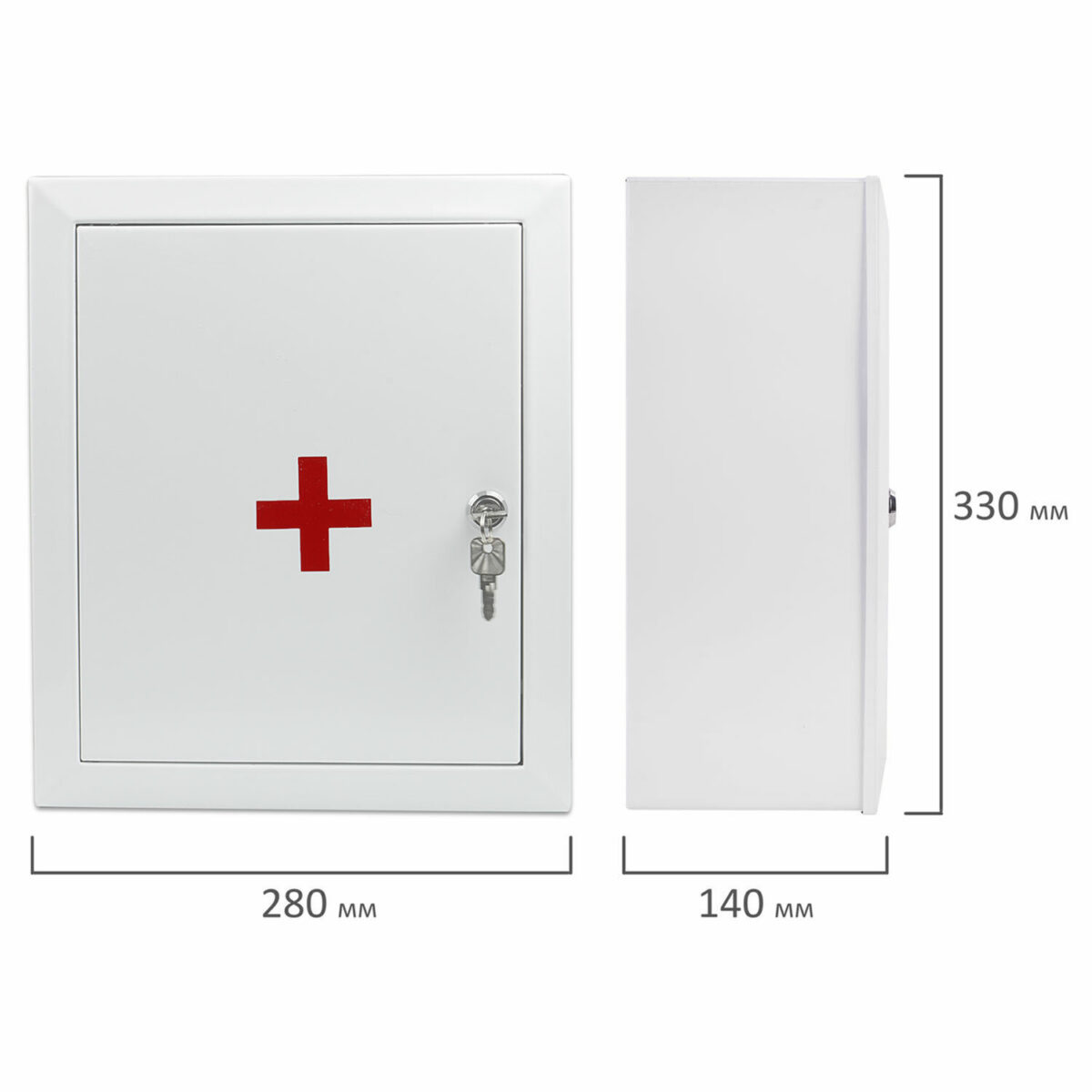 Шкафчик-аптечка металлический "Призма", навесной, 2 полки, ключевой замок, 330x280x140 мм — изображение 7