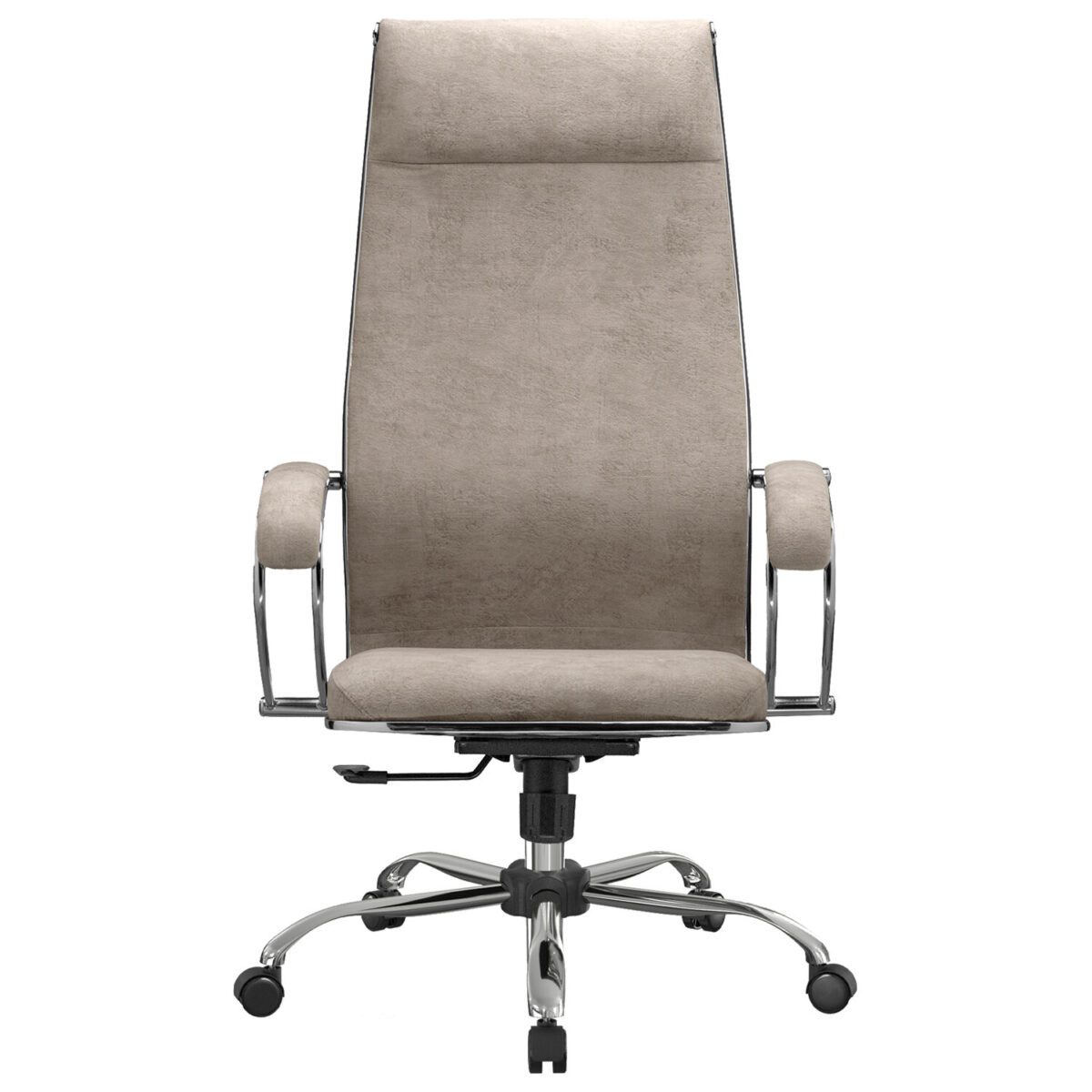 Кресло офисное МЕТТА "L1m 42", хром, сиденье и спинка мягкие, велюр, бежевое — изображение 5