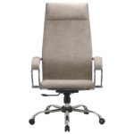 Кресло офисное МЕТТА "L1m 42", хром, сиденье и спинка мягкие, велюр, бежевое — изображение 5