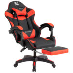 Кресло компьютерное DEFENDER "Tornado", 2 подушки, подставка для ног, экокожа, черное/красное, ш/к 26722, 64057 — изображение 4