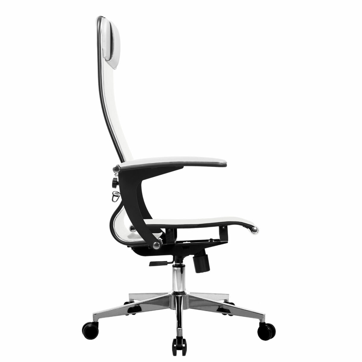 Кресло офисное МЕТТА "К-4-Т" хром, прочная сетка, сиденье и спинка регулируемые, белое — изображение 4