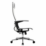 Кресло офисное МЕТТА "К-4-Т" хром, прочная сетка, сиденье и спинка регулируемые, белое — изображение 4