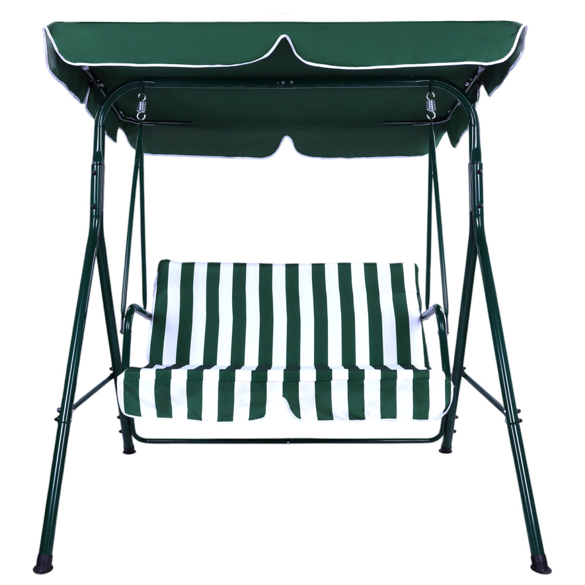 Качели садовые DASWERK (ДАСВЕРК) "RELAX SC-001", 2 места, Ш140хГ110хВ153 см, мягкое сиденье, зеленый/белый, 680050 — изображение 3