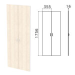 Дверь ЛДСП высокая "Бюджет", КОМПЛЕКТ 2 шт., 355х16х1756 мм, дуб шамони светлый, 402880-430