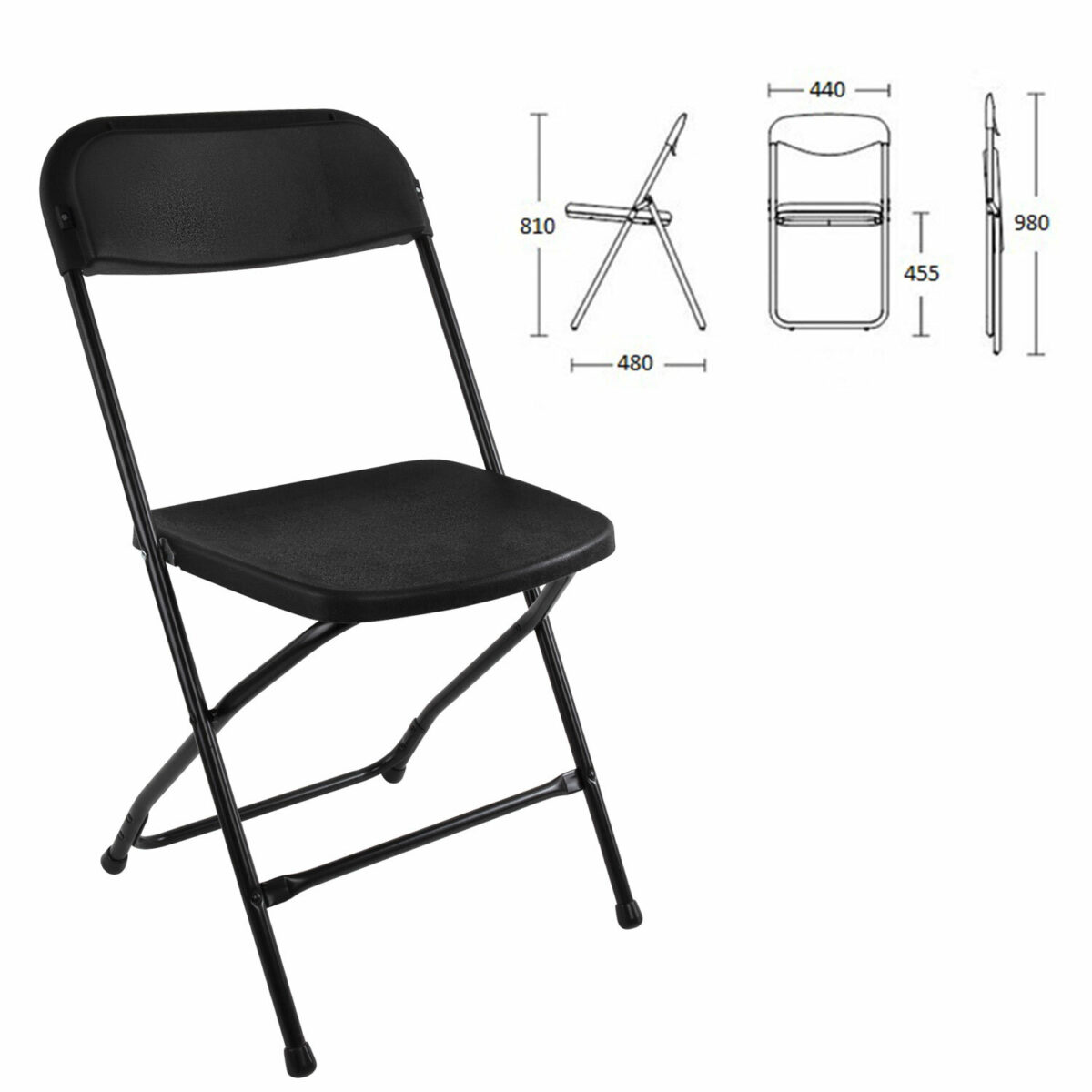 Стул складной BRABIX "Golf CF-002", черный каркас, пластик черный, 531563 — изображение 3