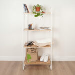 Стеллаж на металлокаркасе "Скандинавия-24", 650х385х1470 мм, 4 полки ЛДСП, белый/дуб, CТCП24 Б — изображение 4