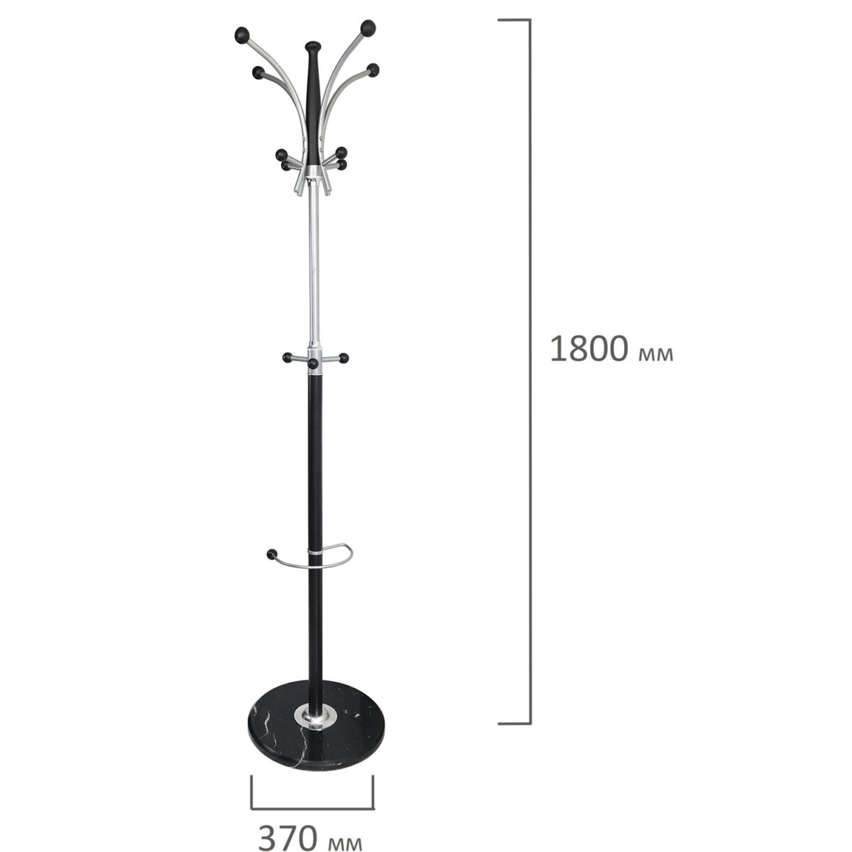 Вешалка-стойка BRABIX "CR-848" на мраморном диске, металл, 4+3 крючка, цвет коричневый, 606435 — изображение 6