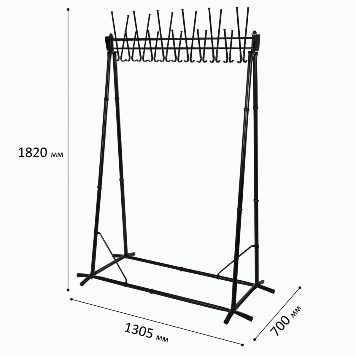 Вешалка напольная "Алла", 1,82 м, 22 крючка, металл, черная — изображение 5
