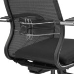 Кресло офисное МЕТТА "К-16" хром, ткань-сетка/экокожа, сиденье мягкое, черное — изображение 15