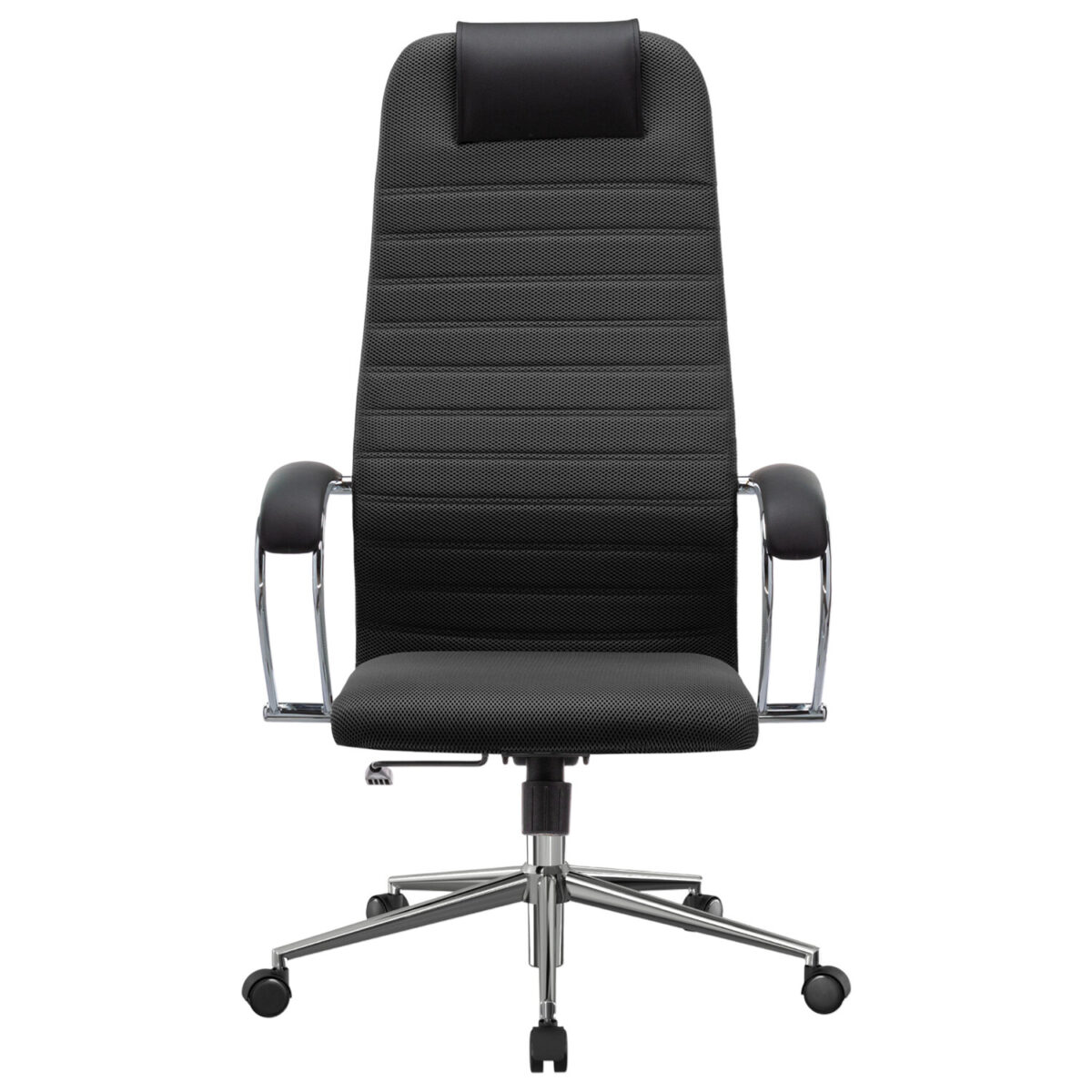 Кресло офисное МЕТТА "SU-B-10" хром, ткань-сетка, сиденье и спинка мягкие, черное — изображение 6