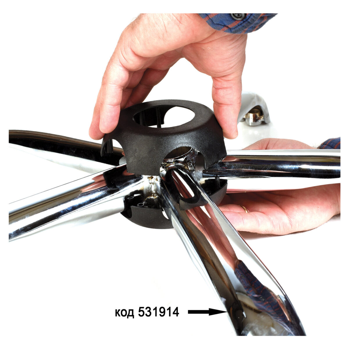 Накладка-кожух для хромированного пятилучия NZ004, пластик черный — изображение 2