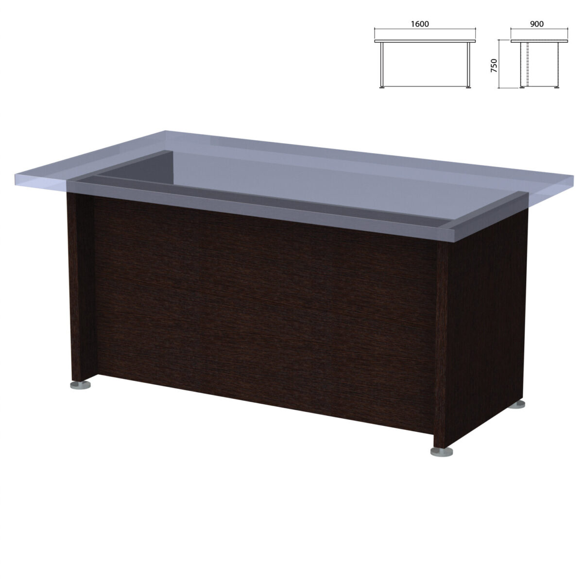 Каркас стола письменного "Приоритет" (1600х900х750 мм), венге, К-902, К-902 венге — изображение 1