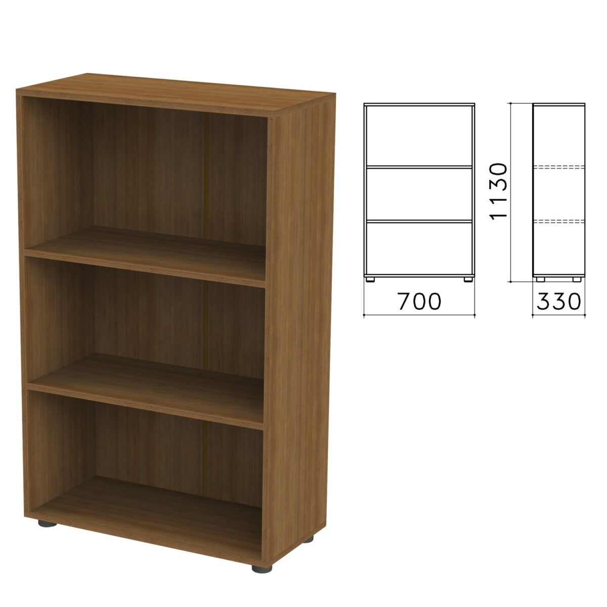 Шкаф (стеллаж) "Канц", 700х330х1130 мм, 2 полки, цвет орех пирамидальный, ШК39.9 — изображение 1