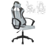 Кресло компьютерное BRABIX "Forcer GM-127", 2 подушки, ткань, серое/светло-голубое, 533214 — изображение 2