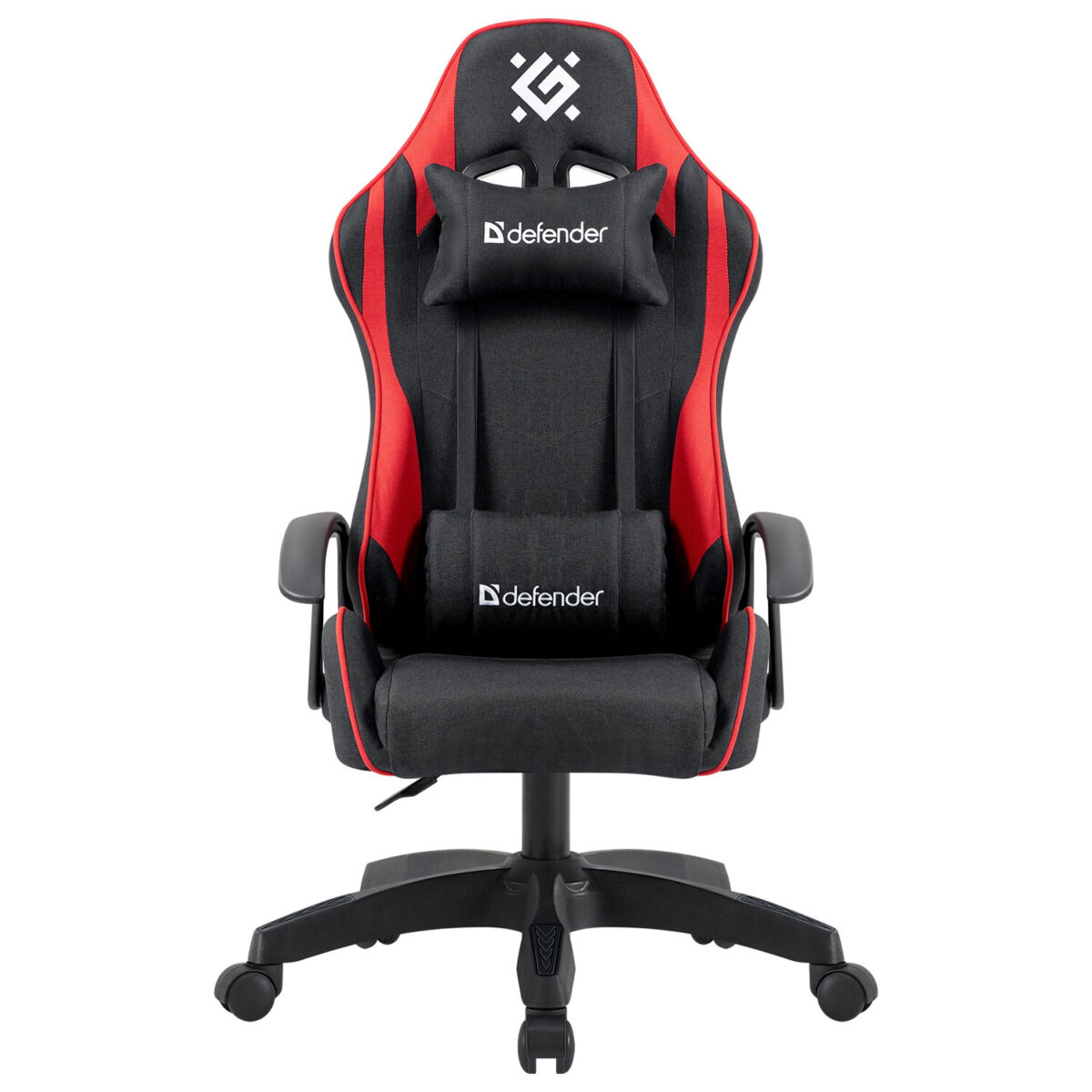 Кресло компьютерное DEFENDER "Kraken", 2 подушки, ткань, черное/красное, 64677 — изображение 4