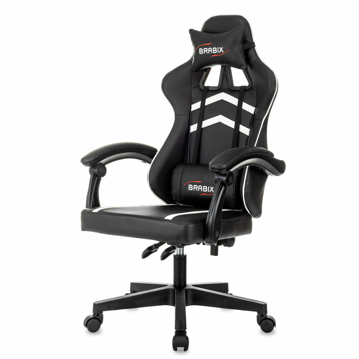 Кресло компьютерное BRABIX "Shooter GM-123", 2 подушки, экокожа, черное/белое, 533191 — изображение 4