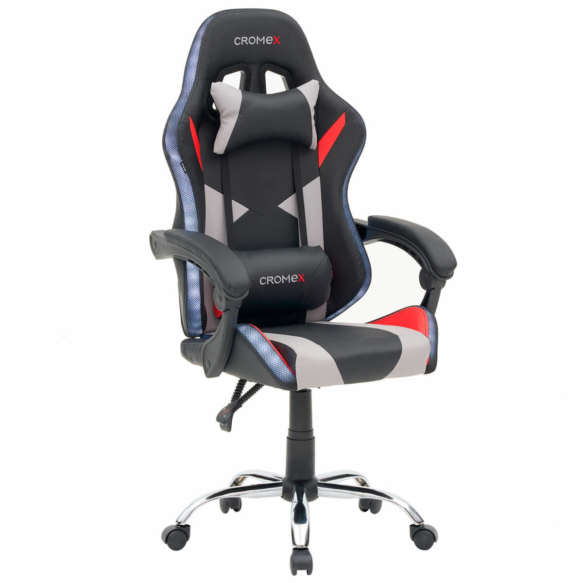 Кресло компьютерное CROMEX (КРОМЕКС) "Quantum GM-155 RGB", подсветка, две подушки, экокожа, черное/красное/серое, 532955 — изображение 21
