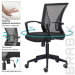 Кресло BRABIX "Wings MG-309", пластик черный, сетка, черное, 532015 — изображение 7