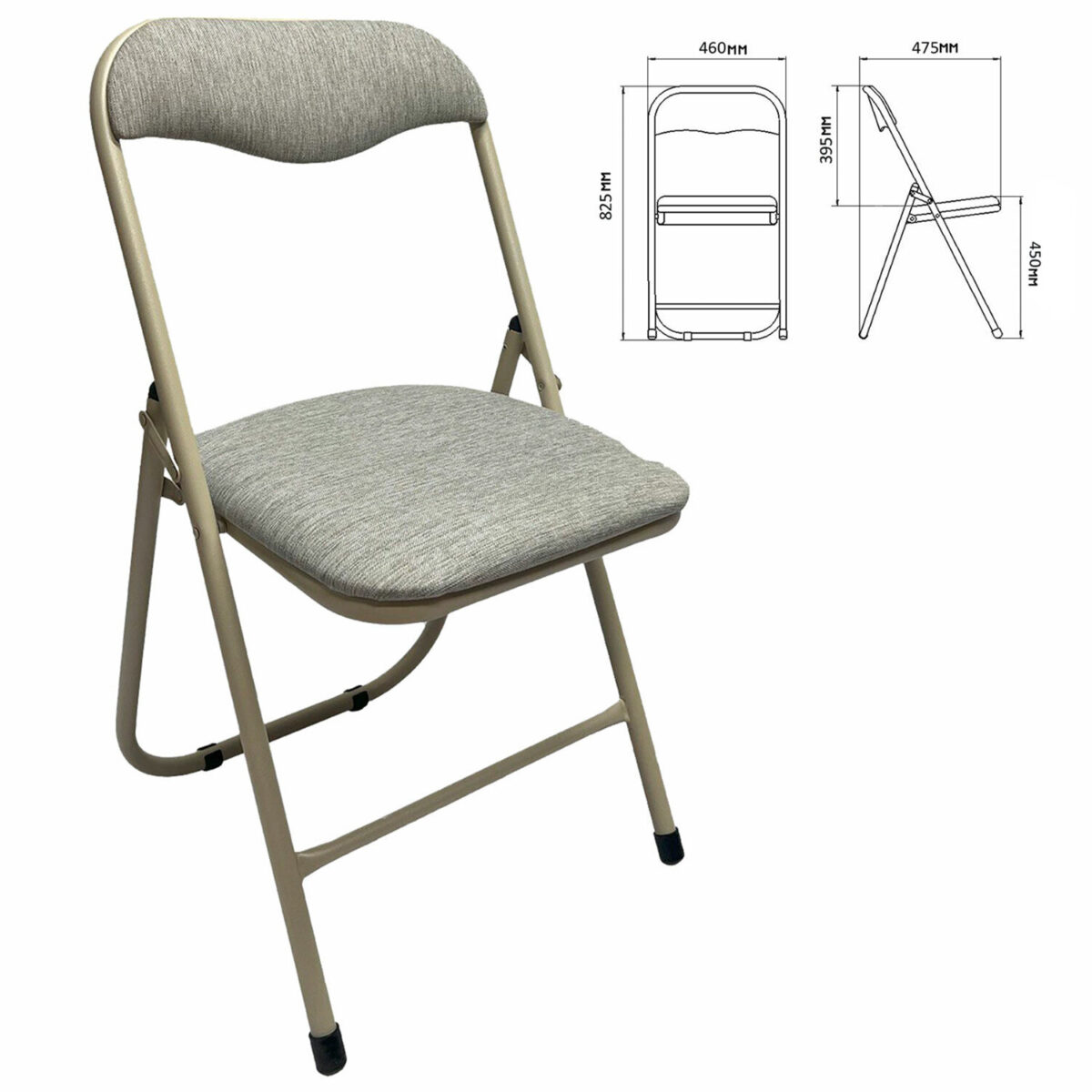 Стул складной для дома и офиса РС04, бежевый перламутровый каркас, рогожка бежевая — изображение 2