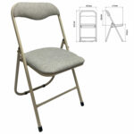 Стул складной для дома и офиса РС04, бежевый перламутровый каркас, рогожка бежевая — изображение 2