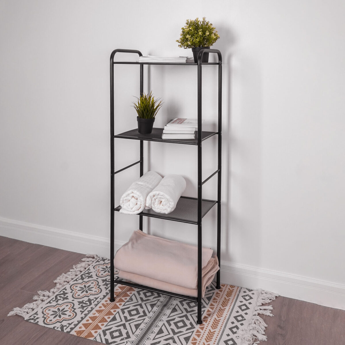 Стеллаж на металлокаркасе "Валенсия-14", 455х300х1205 мм, 4 полки, черный, СТВ14 Ч — изображение 6