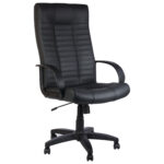 Кресло из натуральной кожи "Атлант", монолитный каркас, черное — изображение 2