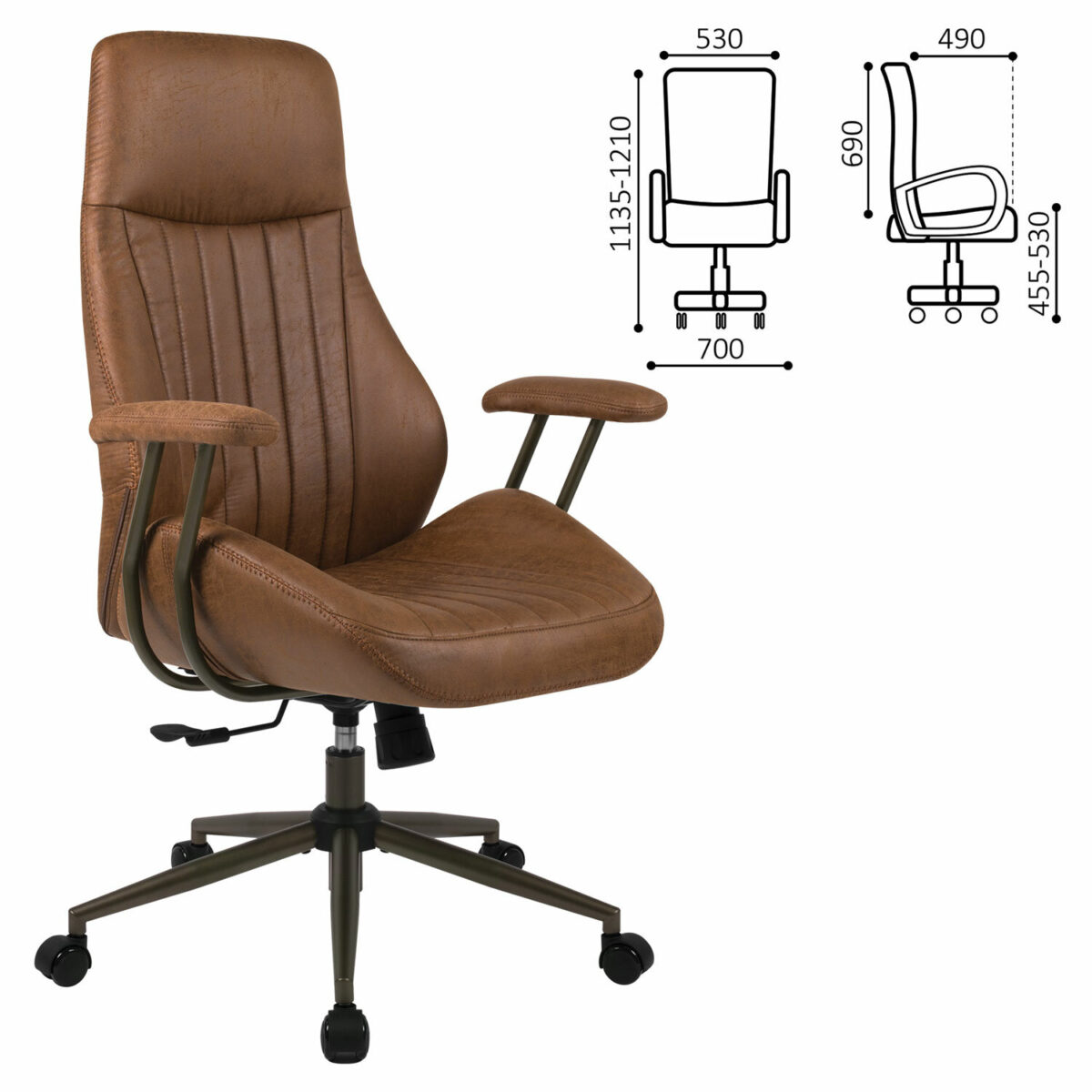 Кресло BRABIX PREMIUM "Texas EX-571", синхромеханизм, искусственная замша, светло-коричневый, 532942 — изображение 2