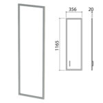 Дверь СТЕКЛО в алюминиевой рамке "Приоритет", правая, 356х20х1165 мм, БЕЗ ФУРНИТУРЫ, К-940