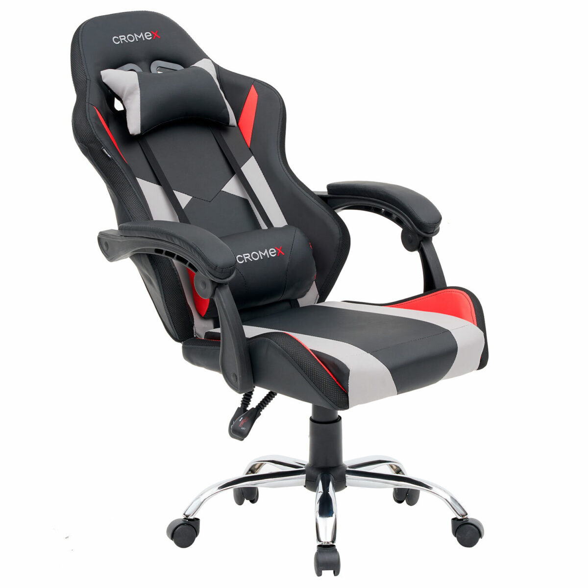 Кресло компьютерное CROMEX (КРОМЕКС) "Quantum GM-155 RGB", подсветка, две подушки, экокожа, черное/красное/серое, 532955 — изображение 18