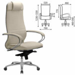 Кресло офисное МЕТТА "SAMURAI" KL-1, экокожа, бежевое — изображение 3