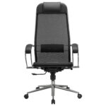 Кресло офисное МЕТТА "К-12", хром, ткань-сетка, сиденье и спинка регулируемые, черное — изображение 7