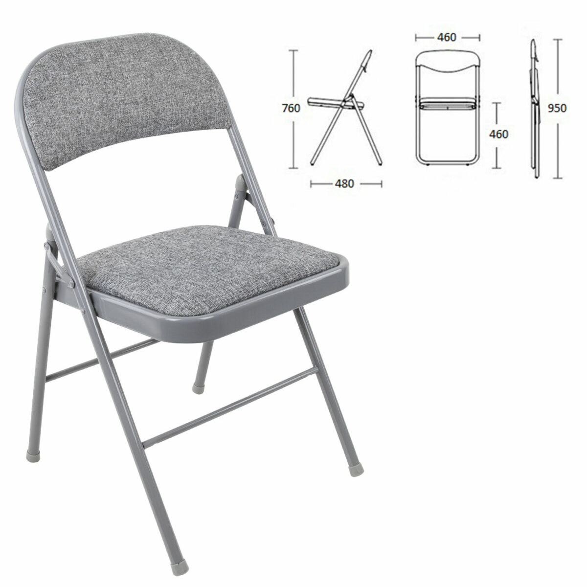 Стул складной BRABIX "Golf Plus CF-003 КОМФОРТ", серый каркас, серая ткань, 532890 — изображение 3