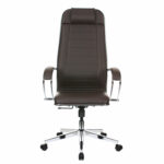 Кресло офисное МЕТТА "К-29" хром, экокожа, сиденье и спинка мягкие, темно-коричневое — изображение 4