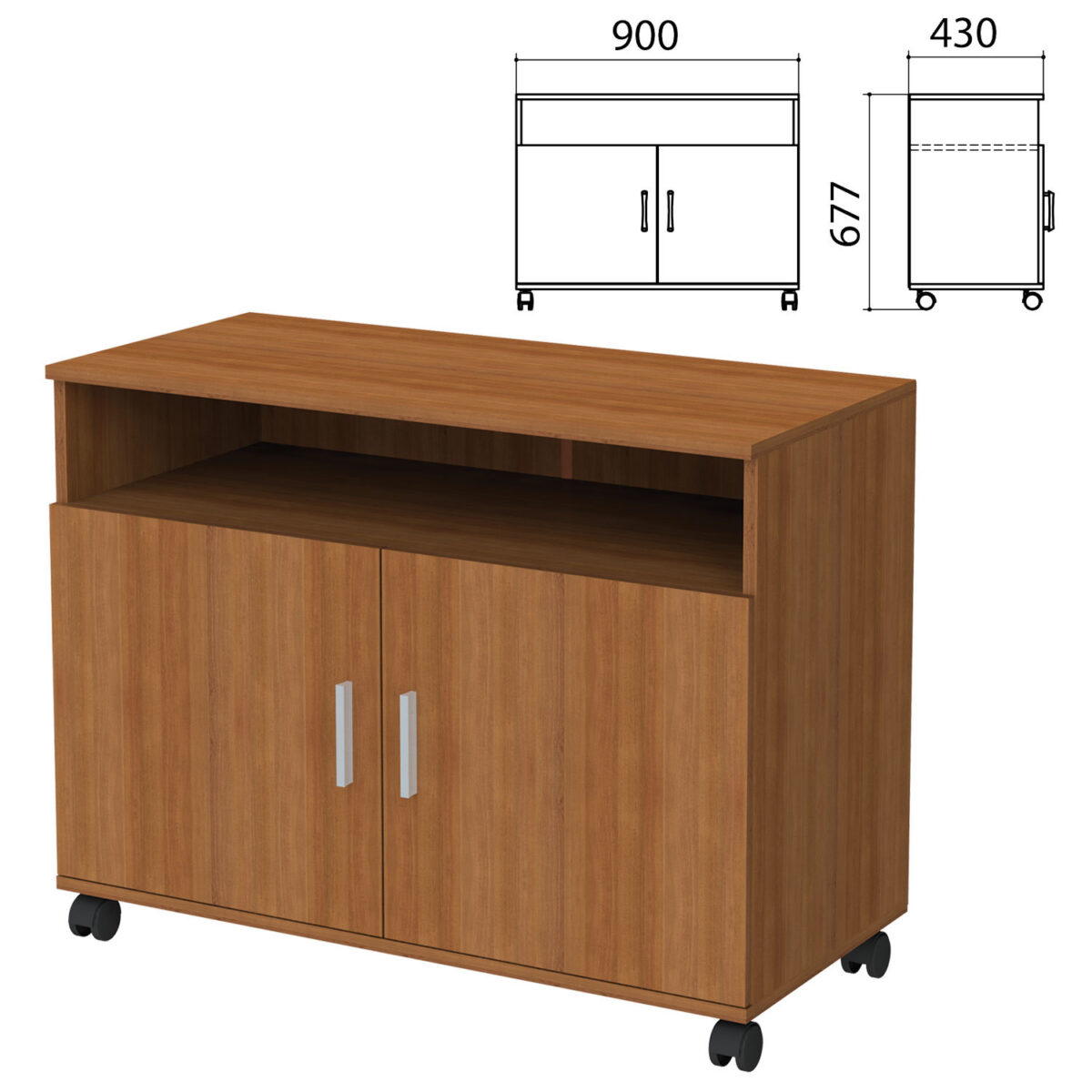 Тумба для оргтехники "Канц", 900х430х677 мм, 2 двери, цвет орех пирамидальный, ТК28.9 — изображение 1