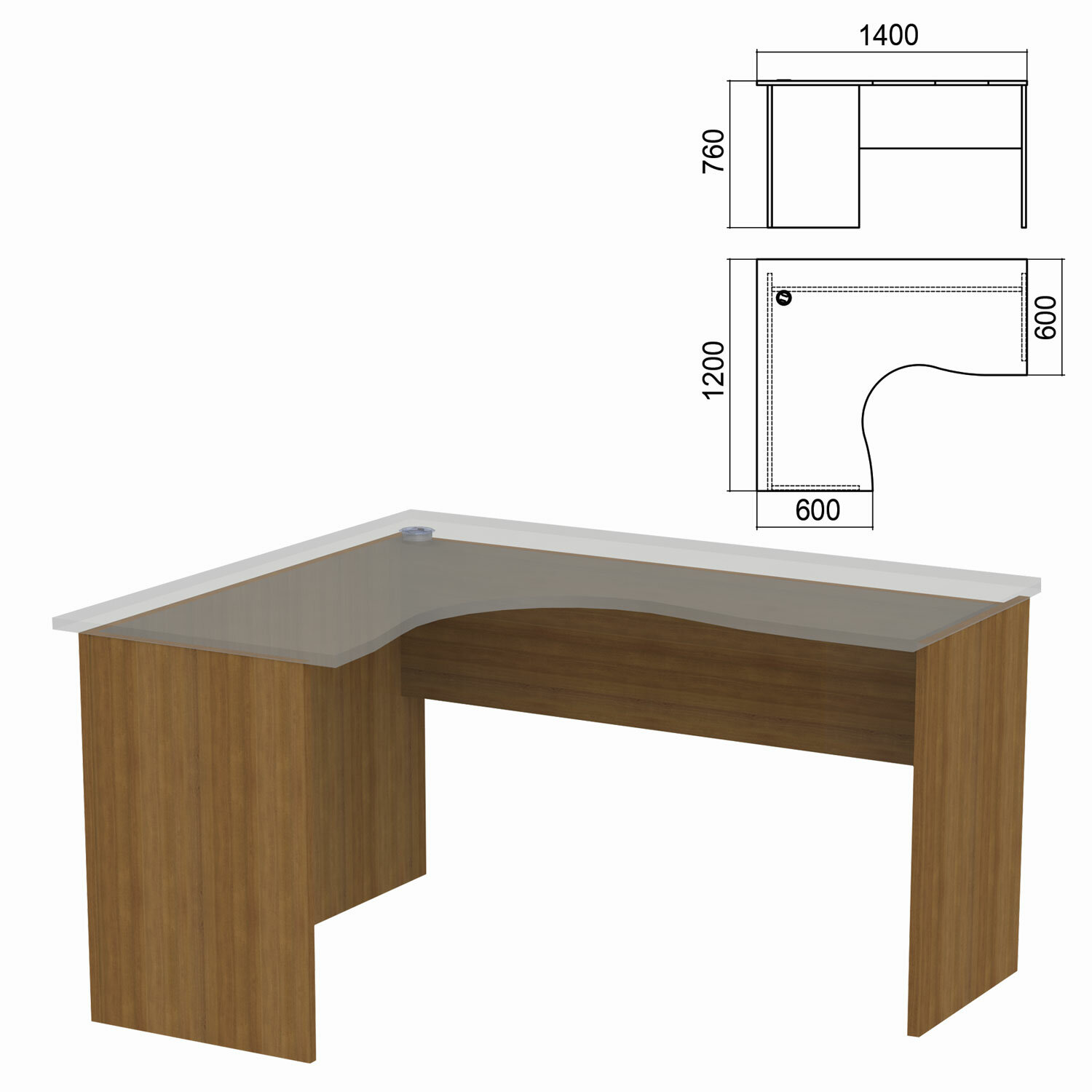 9fdef74e44b1d7cf30238846d5214aaf_xl Стол компактный ЧАСТЬ 2 "Арго", 1400х1200х760 мм, левый, орех — изображение 1