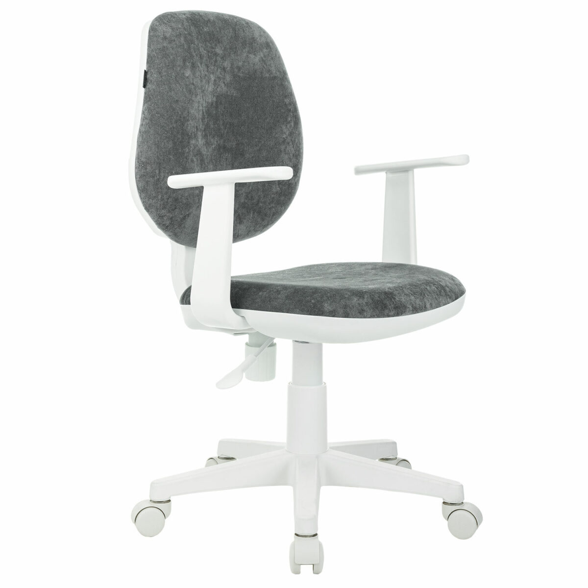 Кресло детское BRABIX "Fancy MG-201W", с подлокотниками, пластик белый, велюр, серое, 533010 — изображение 1