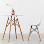 Стол обеденный BRABIX "Eames T-01", круглый, диаметр 80 см, опоры дерево, белый, 532633 — изображение 7