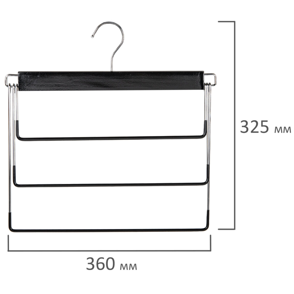 Вешалка-плечики качели 3 секции, металлическая, для юбок и брюк, ПВХ-покрытие, BRABIX, 607473 — изображение 3