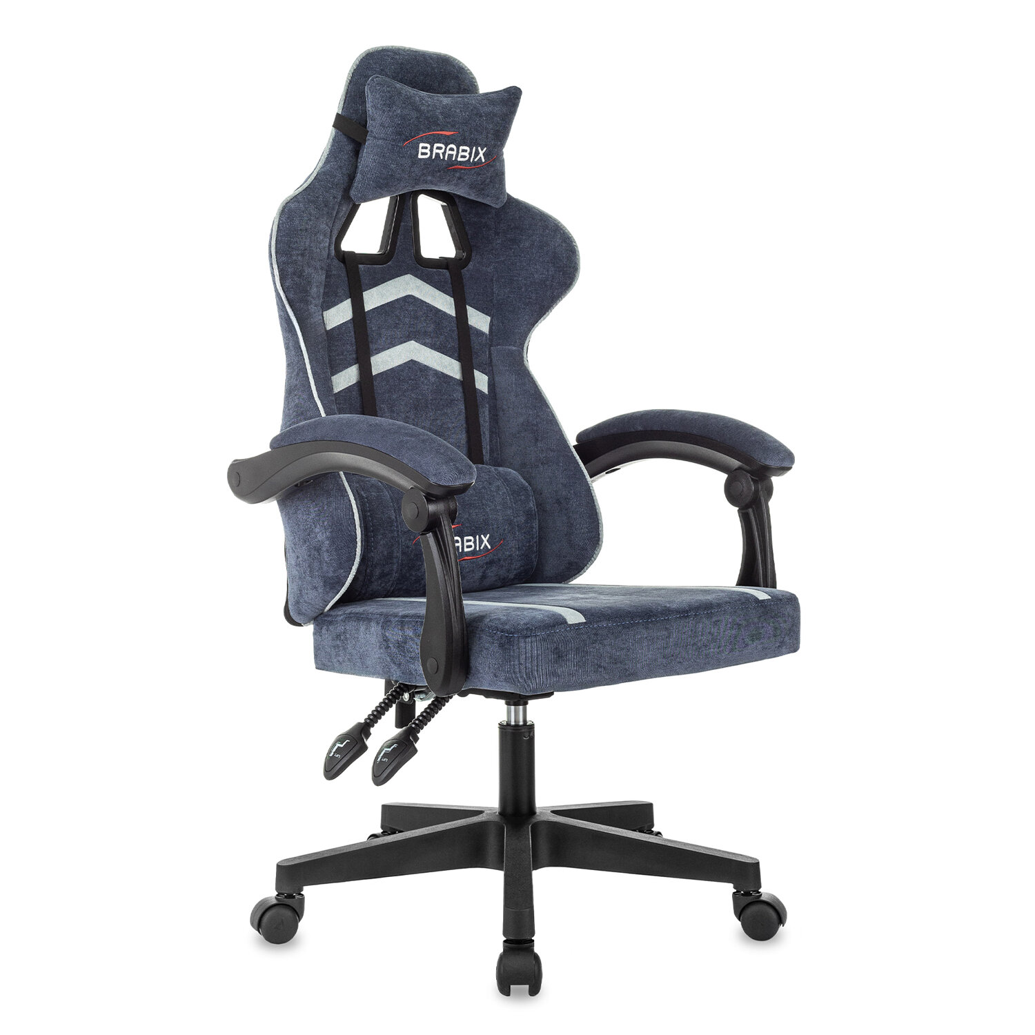 a2b28c4f766df6d10e0dfe7e737fbf4e_xl Кресло компьютерное BRABIX "Shooter GM-123", 2 подушки, ткань, синее/серое, 533212 — изображение 1