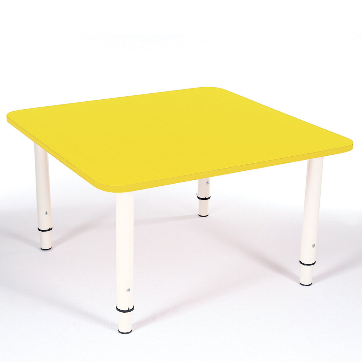 Стол детский "Дошколенок", 700х700х400-580 мм, регулируемый, рост 0-3 (85-145 см), пластик, желтый, слоновая кость — изображение 1