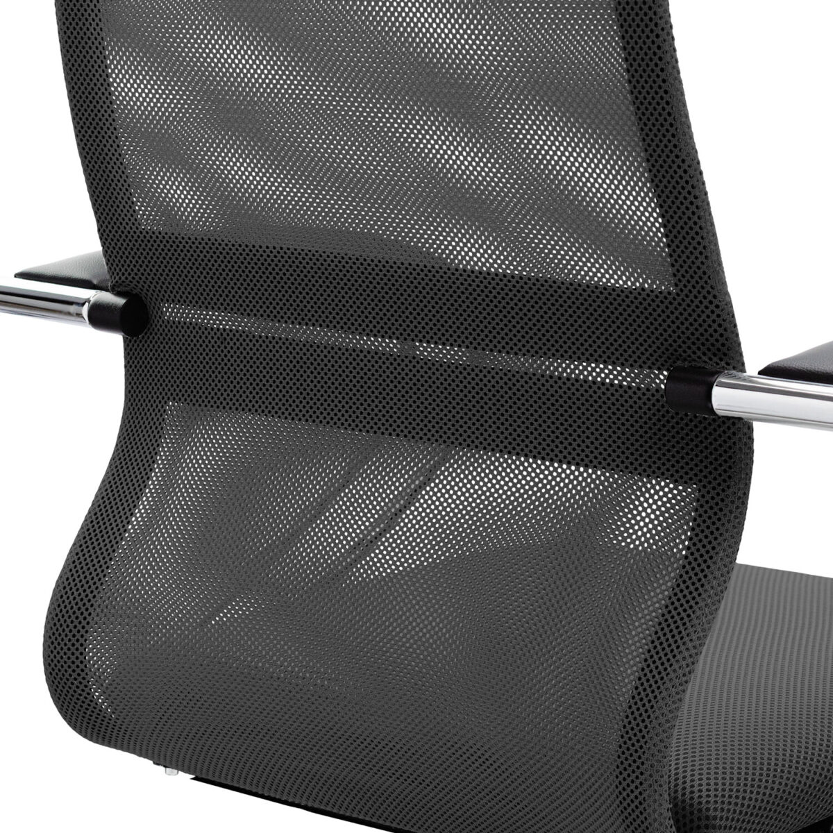 Кресло офисное МЕТТА "SU-B-8" хром, ткань-сетка, сиденье мягкое, черное — изображение 14