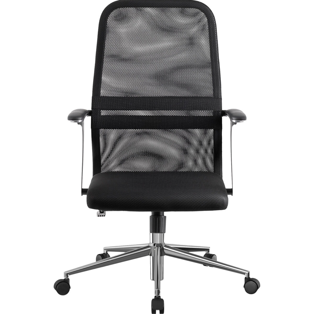 Кресло МЕТТА "SU-C-8-Т" хром, с подлокотниками, ткань-сетка, сиденье мягкое, черное — изображение 10