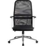 Кресло МЕТТА "SU-C-8-Т" хром, с подлокотниками, ткань-сетка, сиденье мягкое, черное — изображение 10