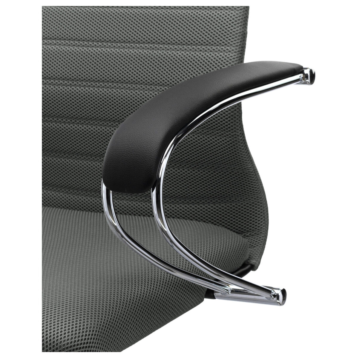 Кресло офисное МЕТТА "SU-B-10" хром, ткань-сетка, сиденье и спинка мягкие, темно-серое — изображение 13