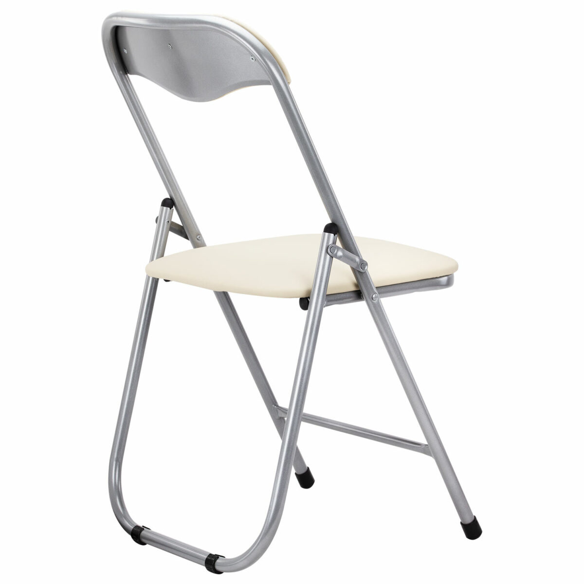 Стул складной для дома и офиса РС04, серебристый каркас, кожзам бежевый — изображение 2