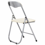 Стул складной для дома и офиса РС04, серебристый каркас, кожзам бежевый — изображение 2